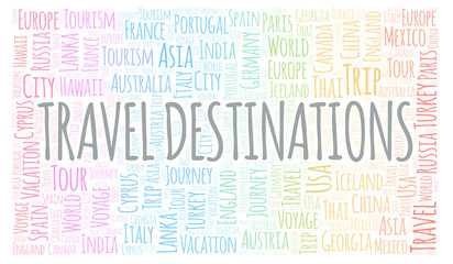 Fototapeta premium Travel Destinations word cloud.