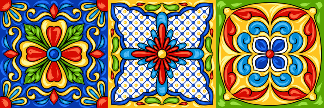 Mexican Talavera Ceramic Tile Pattern.