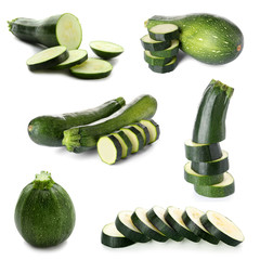 Tasty fresh zucchini on white background