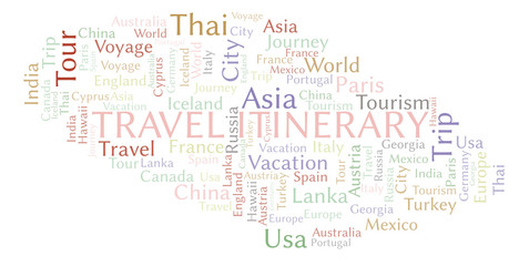 Travel Itinerary word cloud.