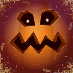 Halloween cartoon scary pumpkin with face . Vector cartoon Illustration of Carved pumpkin into jack-o-lanterns for halloween banners and posters and layout.