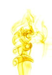 Yellow smoke on white background