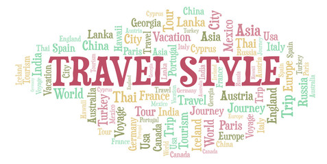 Obraz premium Travel Style word cloud.