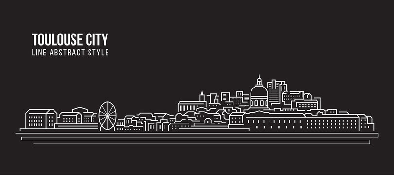 Cityscape Building Line art Vector Illustration design - Toulouse city