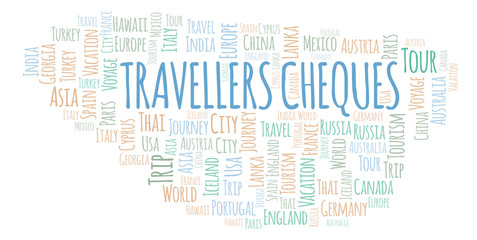 Fototapeta premium Travellers Cheques word cloud.