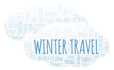 Fototapeta premium Winter Travel word cloud.