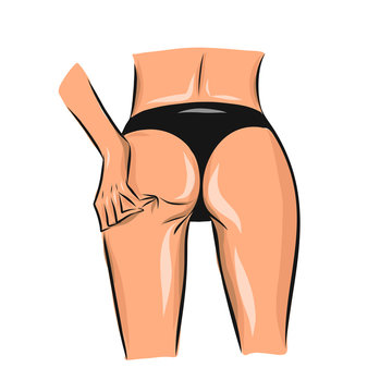recommend clip art: Sketch line art woman or girl slim body with hand on ass. Fashion illustration for poster, banner, logo, icon, printing of undewear shop, intimate goods for adult, sport industry