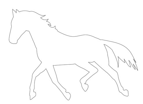 icon, sketch, outline horse running