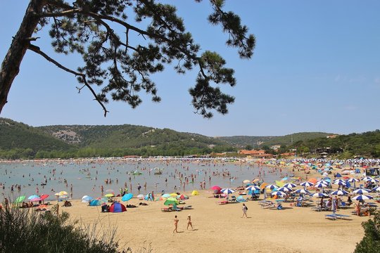 View of he Paradise beach in summer. Lopar, Croatia. South-east Europe.