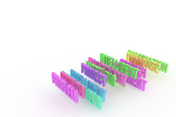 Problem, business conceptual colorful 3D words. Design, communication, background & wallpaper.