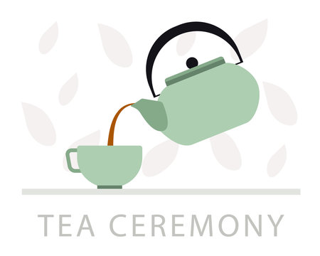 Tea ceremony vector flat illustration. 