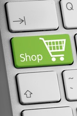 Green Bottom Shop on a Laptop - Close Up