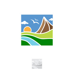 Earth Mountain River Eco Logo