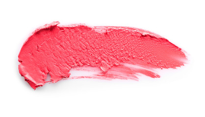Bright lipstick smear on white background