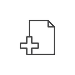Add file document outline icon. linear style sign for mobile concept and web design. New file add simple line vector icon. Symbol, logo illustration. Pixel perfect vector graphics