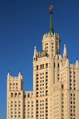 Fototapeta na wymiar The Stalin's skyscraper at Kotelnicheskaya embankment in Moscow