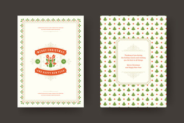 Naklejka na ściany i meble Christmas greeting card design template vector illustration.
