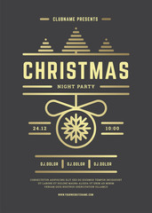 Christmas party invitation modern typography and decoration elements.