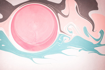 Abstract colored background. Stains of paint on the water. Ebru art, marbled paper.