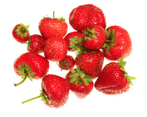 Ripe red strawberry on a white background