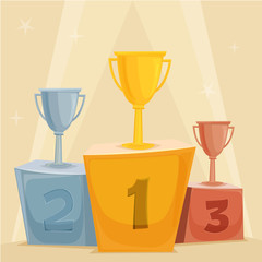 Podium with trophy