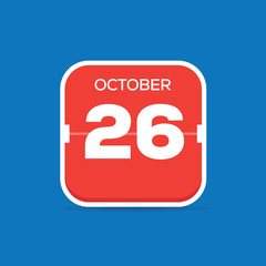 October 26 Calendar Flat Icon