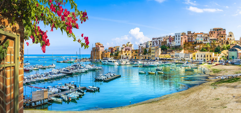 Sicilian port of Castellammare del Golfo, amazing coastal village of Sicily island, province of Trapani, Italy