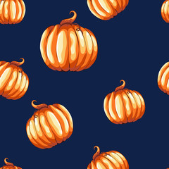 seamless pattern with pumpkins. Halloween card. vector. pumpkins in watercolor style.