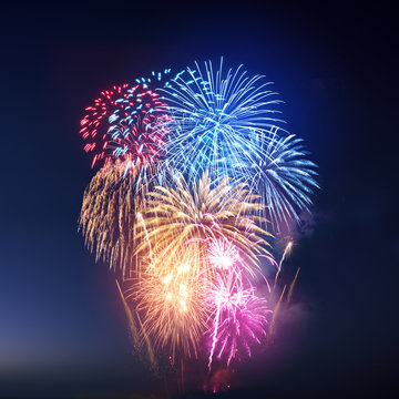 Festive Colourful Fireworks Display