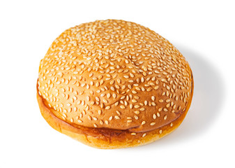 bun with seesame isolated on white background