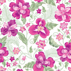 Floral seamless pattern.  Flower background.  Flourish nature garden ornamental wallpaper