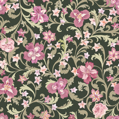 Floral seamless pattern.  Flower background.  Flourish nature ga