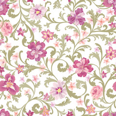 Floral seamless pattern.  Flower background.  Flourish nature garden ornamental wallpaper