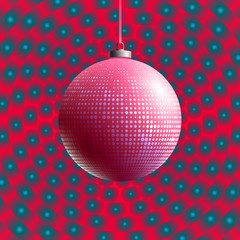 Colorful glass ball on creative and bright background. Christmas Toy. Xmas element. Holiday decoration. Color decorative object.