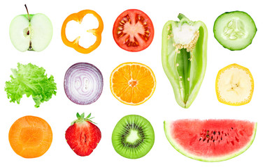 Collection of fruit and vegetable slices