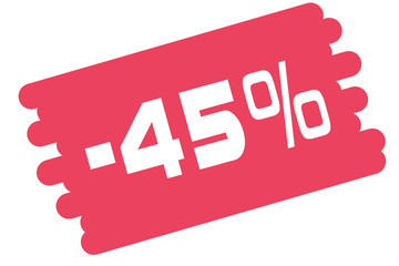 45 % Percent Discount, Sale Up, Special Offer, Trade off, Promotion concept