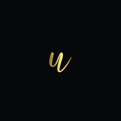 Fototapeta na wymiar Luxury Hand Drawn Letter U Logo Design In Gold Color