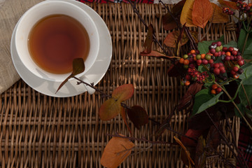 set of picnic basket with tea