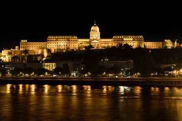 Fototapeta na wymiar Buda Castle and Danube river at Night, Budapest, Hungary