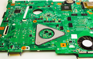 Green electronic board with many digits