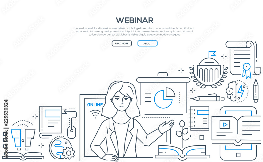 Wall mural webinar - modern colorful line design style illustration