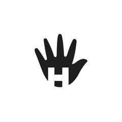 Obraz premium Letter H Hand Palm Abstract Monogram Icon Logo Design Template Element Vector