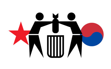 South Korea and North Korea destroy mines on border between the countries. Concept of the peace