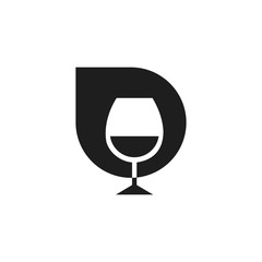 Wine Glass Drink Menu Bar Abstract Minimalist Icon Logo Design Template Element Vector