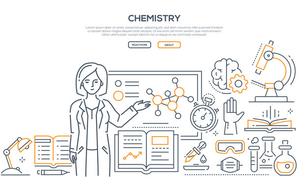 Chemistry lesson - colorful line design style banner