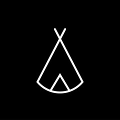 Zelt, Tipi - Piktogramm - schwarz weiß