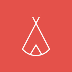 Zelt, Tipi - Piktogramm, Icon, Symbol - weiß, rot © radyo