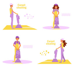 Carpet cleaning Vector. Cartoon. Isolated art Work Person