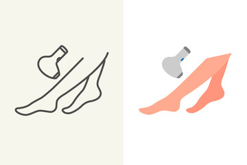 Laser epilation icon flat and outline style