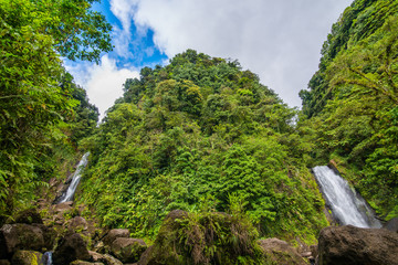 Trafalgar Falls in Dominica before Hurricane Maria